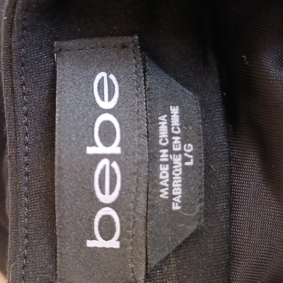 Vintage- BEBE black "ponte" dress. Sz LG,,mesh design sides and front. NEW - Picture 2 of 16